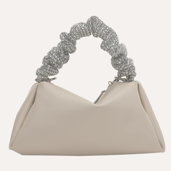 

Minimalist Rhinestone Decor Satchel Bag, Beige