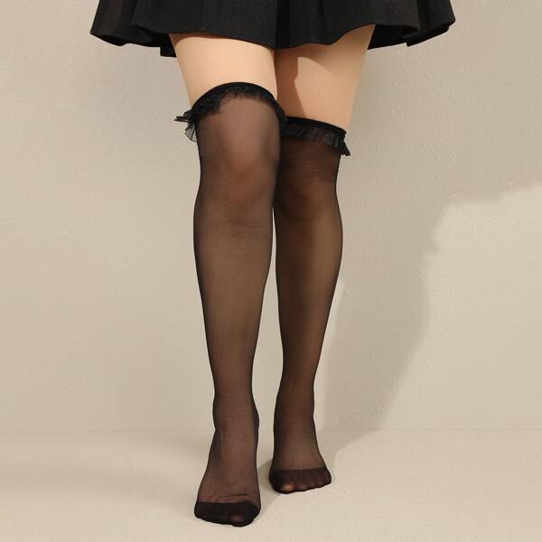 

Solid Over The Knee Socks, Black