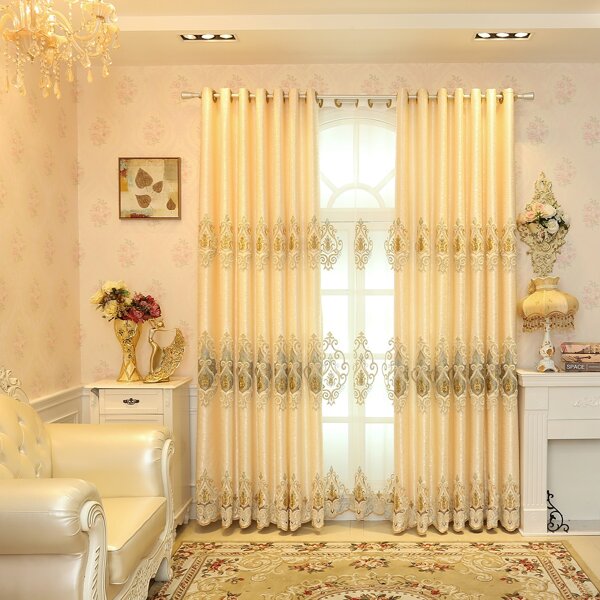 

Royal Embroidery Single Panel Curtain, Yellow