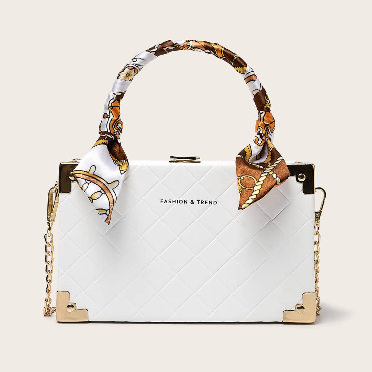 Twilly Scarf Decor Box Bag, White