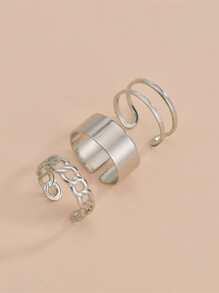 3入組鏤空戒指 - 銀色 - 查看 2