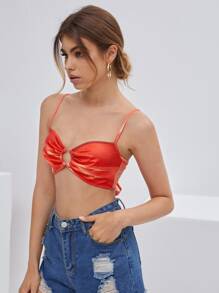 SHEIN VCAY 紮染金屬圓環細節結飾露背吊帶上衣 - 彩色 - 查看 1