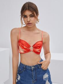 SHEIN VCAY 紮染金屬圓環細節結飾露背吊帶上衣 - 彩色 - 查看 5