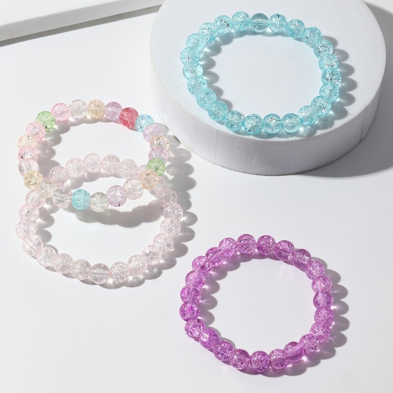

4pcs Crystal Beaded Bracelet, Multicolor
