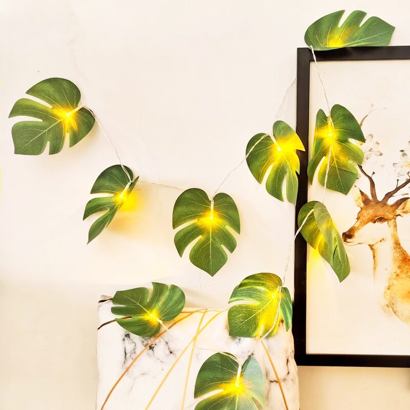 

1pc Artificial Turtle Leaf String Light With 10pcs Bulb, Yellow