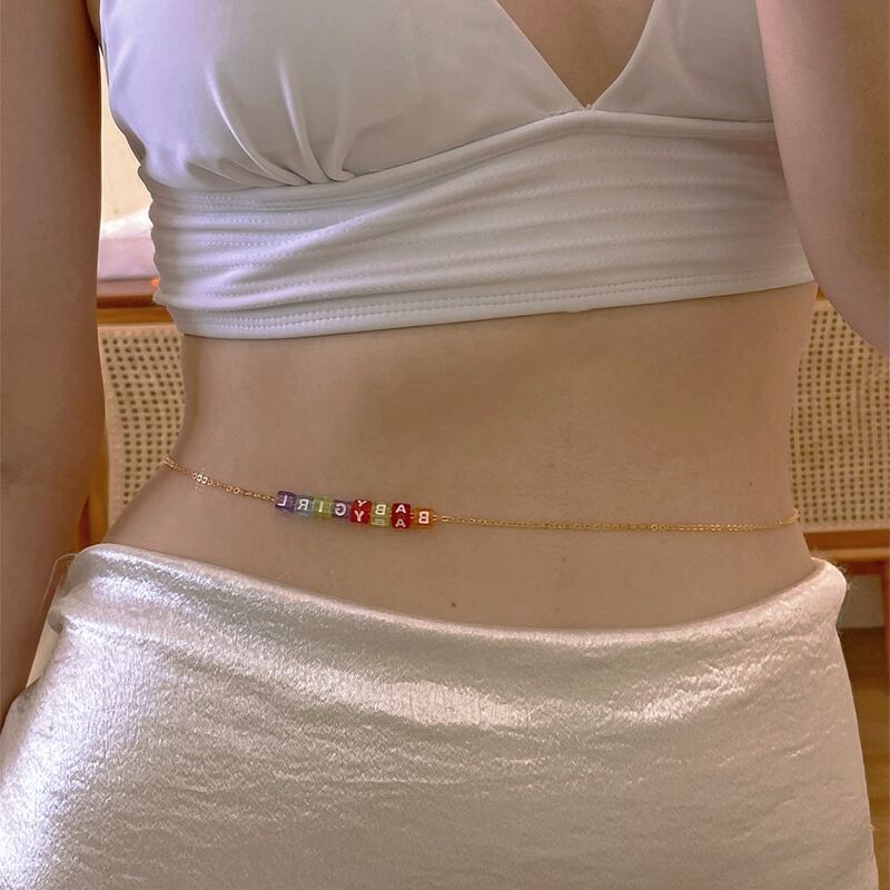 

1pc Letter Waist Chain, Gold