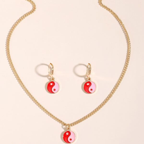 

3pcs Yin & Yang Pattern Jewelry Set, Multicolor