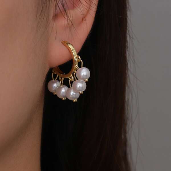 

Faux Pearl Drop Earrings, White