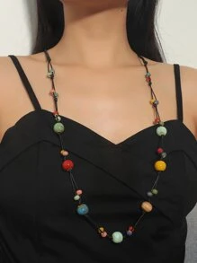 彩色釘珠裝飾項鍊 - 彩色 - 查看 1