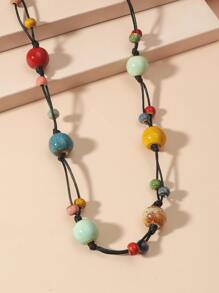 彩色釘珠裝飾項鍊 - 彩色 - 查看 2
