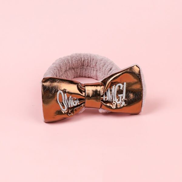 

1pc PU Bow Decor Bath Headband, Multicolor