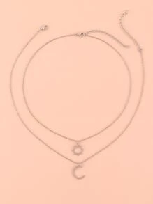 2 miếng dây chuyền mặt trăng - Bạc - Xem 2