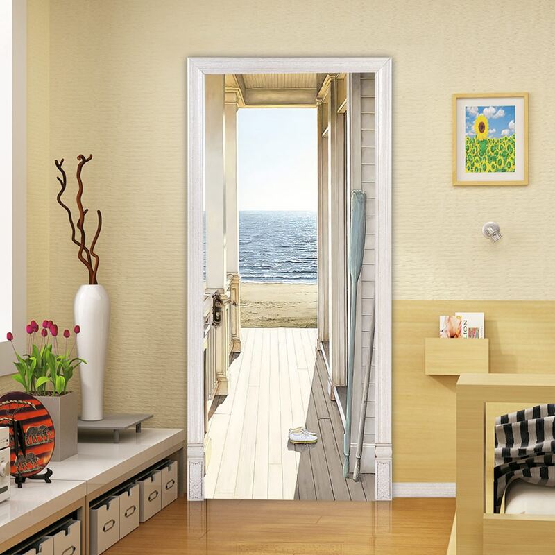 

Landscape Print 3D Door Sticker, Multicolor