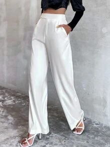 Aveloria Slant Pocket Wide Leg Trousers - White - View 4