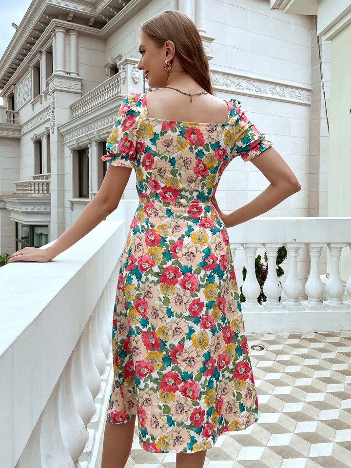amaya midi dress Women's Amaya Asymmetric Pleated Poly Silk Midi Dress XS/S/M/L/Customize Black Floral MEAN BLVD S / Black / Floral