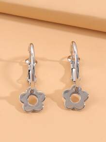 花朵耳墜 - 銀色 - 查看 2