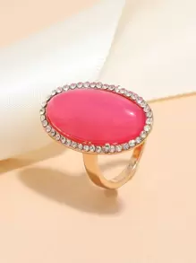 水鑽幾何裝飾戒指 - 粉色 - 查看 1