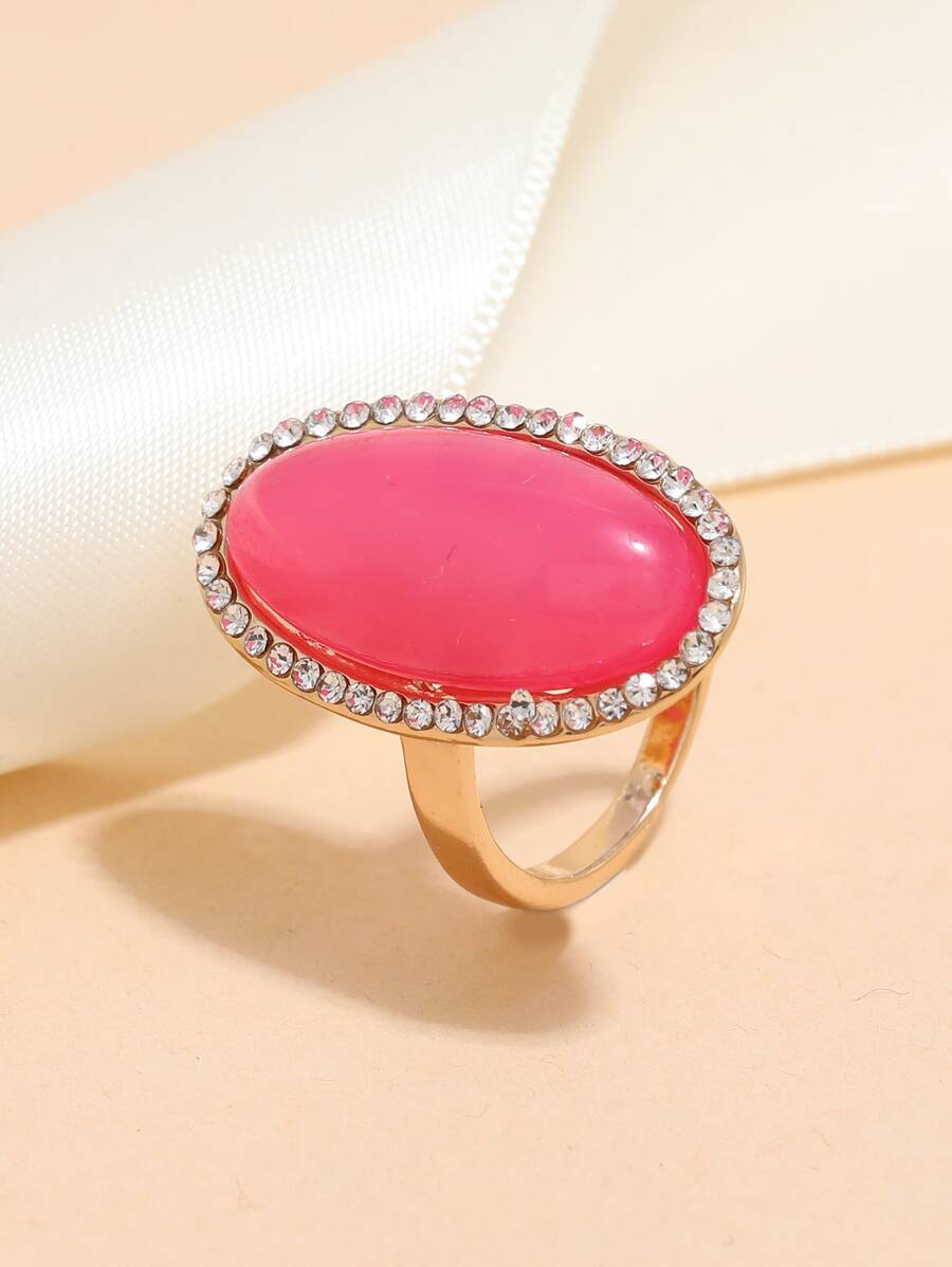 水鑽幾何裝飾戒指 - 粉色 - 查看 1