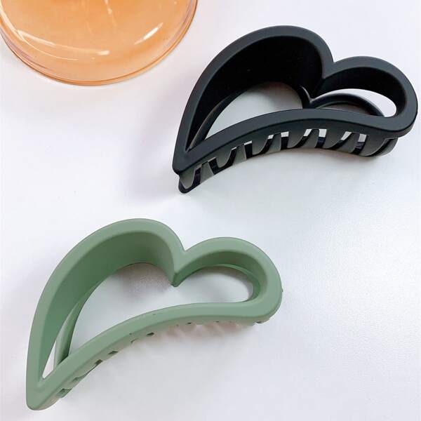 

2pcs Heart Design Hair Claw, Multicolor