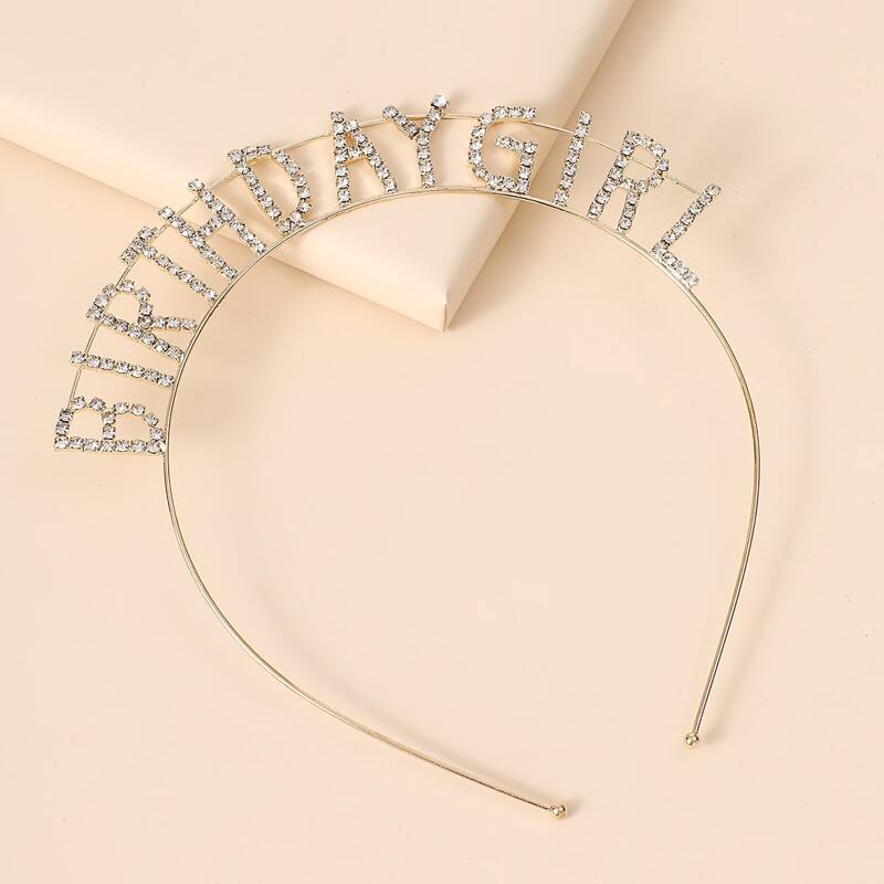 

Rhinestone Birthday Letter Decor Headband, Gold