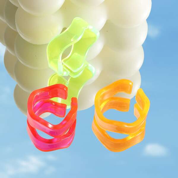 

3pcs Simple Cuff Ring, Multicolor