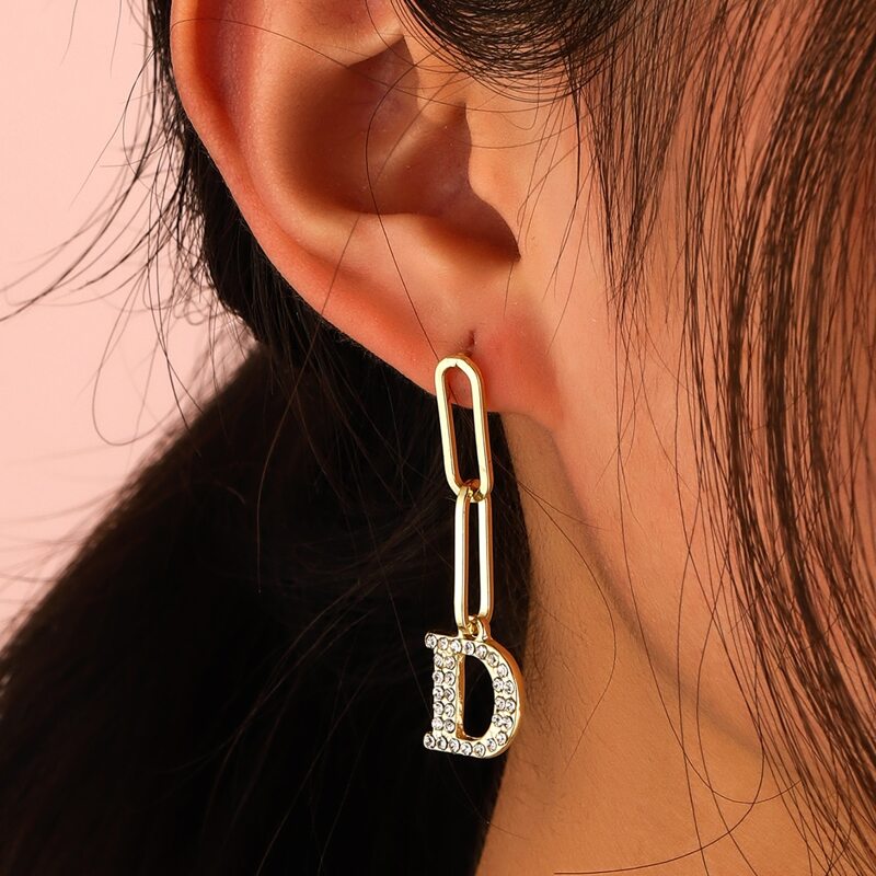 

Letter Drop Earrings, Gold