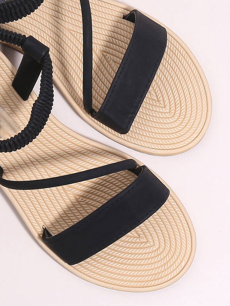 Open Toe Ankle Strap Sandals - Black - View 4