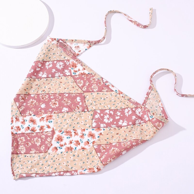 

Flower Print Kerchief, Red and white