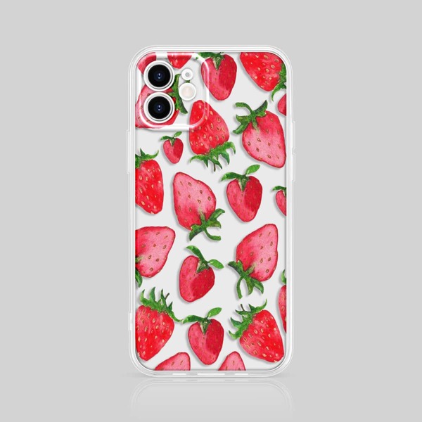

Strawberry Pattern Phone Case, Clear