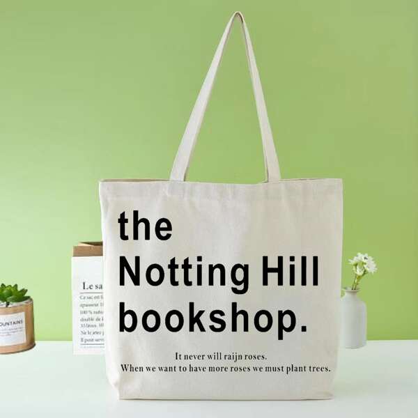 

Letter Graphic Shopper Bag, Beige
