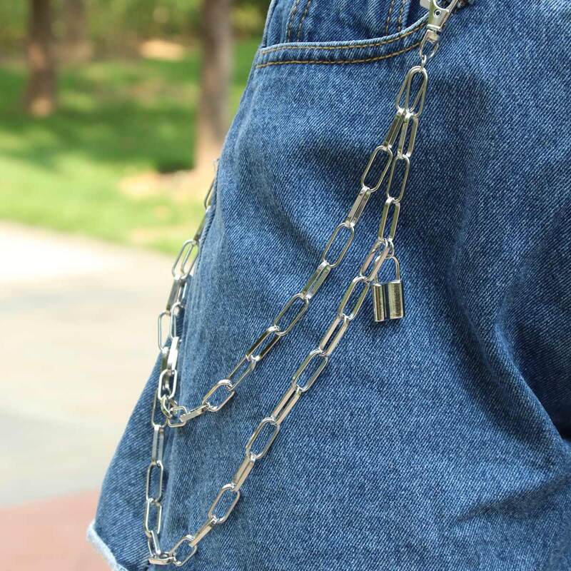

Lock Decor Pant Chain, Silver
