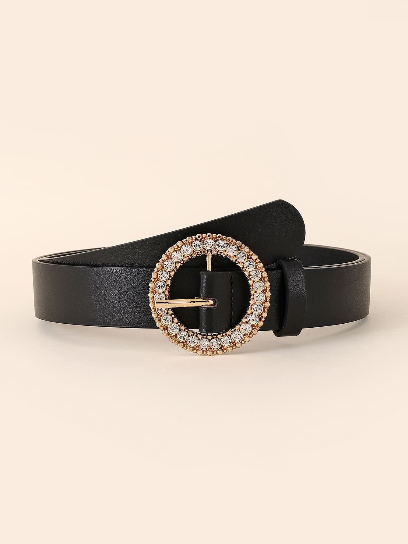 Cinturón De Hebilla Redonda - Negro - Ver 1