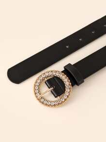 Cinturón De Hebilla Redonda - Negro - Ver 3