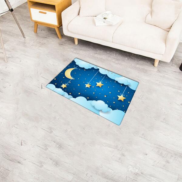 

Moon & Star Print Kids Carpet, Multicolor