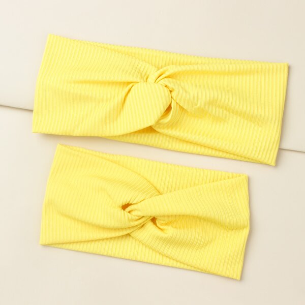 

2pcs Parent-Baby Solid Hair Band, Yellow