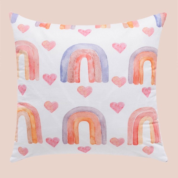 

Rainbow Print Kids Cushion Cover Without Filler, White