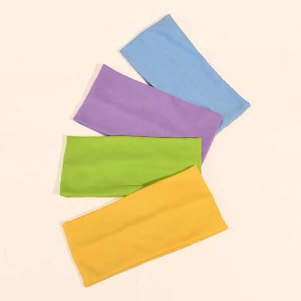 

4pcs Solid Wide Hair Band, Multicolor