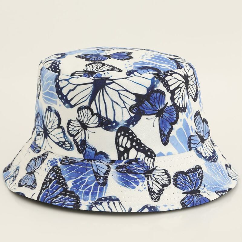 

Guys Butterfly Print Bucket Hat, White