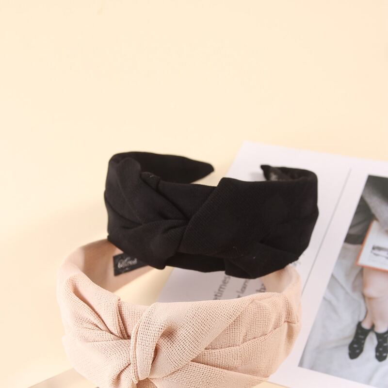 

2pcs Solid Wide Headband, Multicolor
