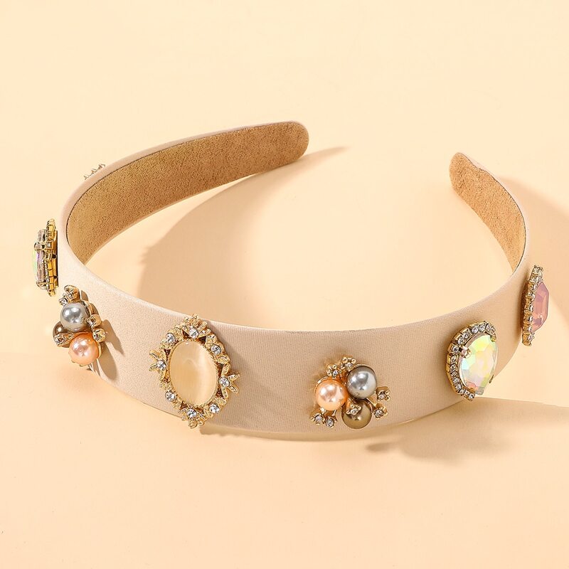 

Rhinestone Decor Headband, Beige