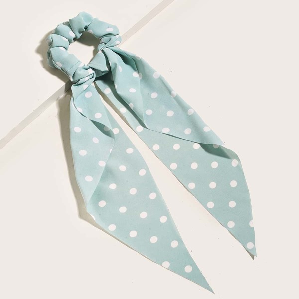 

Polka Dot Scarf Hair Tie, Mint green