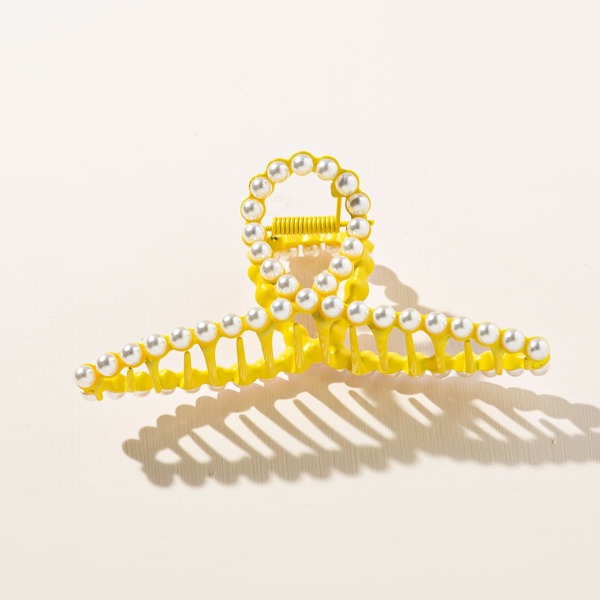

Faux Pearl Decor Hair Claw, Yellow