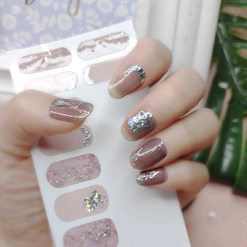 

1sheet Bronzing Graphic Nail Sticker, Brown