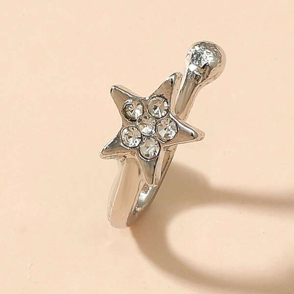 

Men Star Decor Nose Ring, Silver
