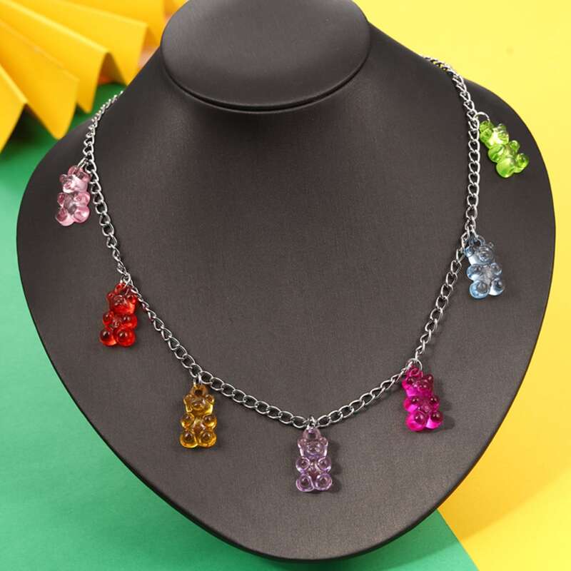 

Bear Decor Chain Necklace, Silver