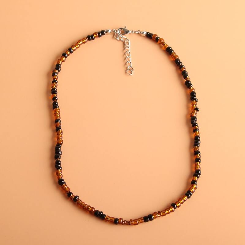 

1pc Simple Beaded Necklace, Multicolor