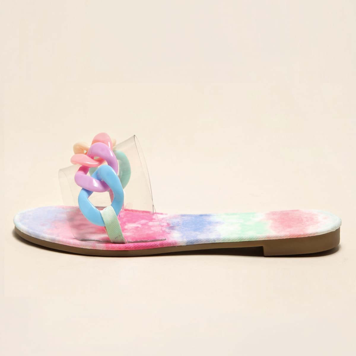 

Colorful Chain Decor Slide Sandals, Multicolor
