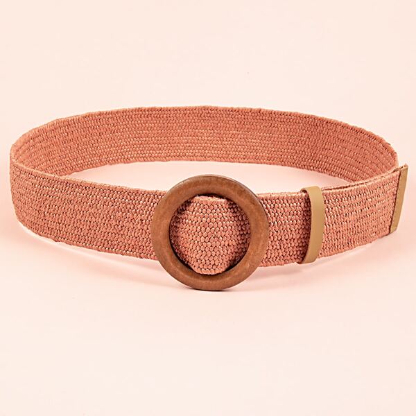 

Round Buckle Woven Belt, Watermelon pink