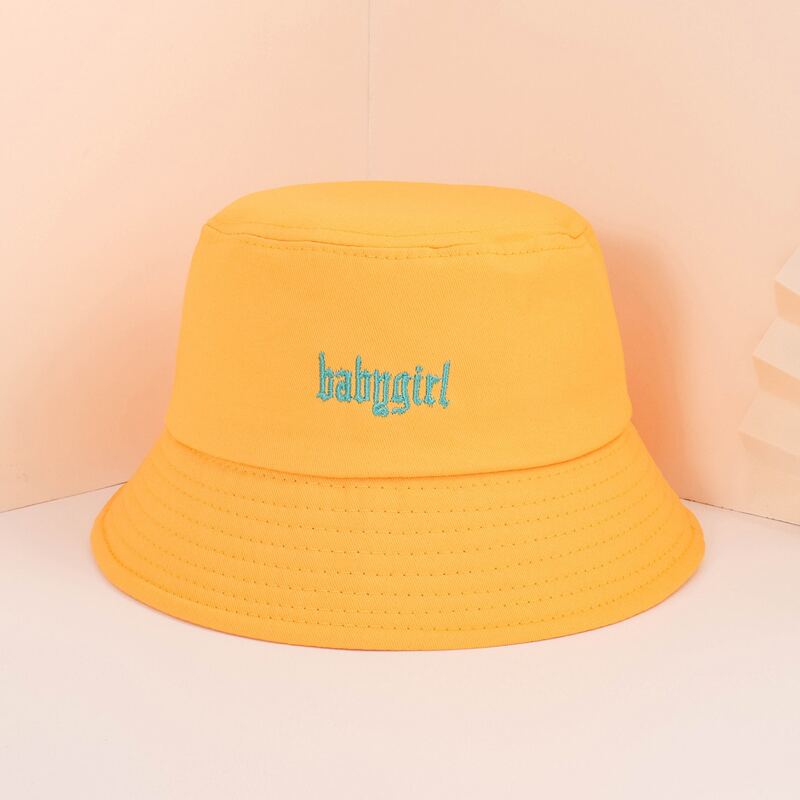 

Letter Embroidery Bucket Hat, Yellow