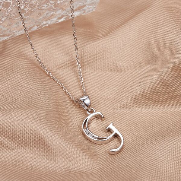 

Zircon Letter Charm Necklace, Silver